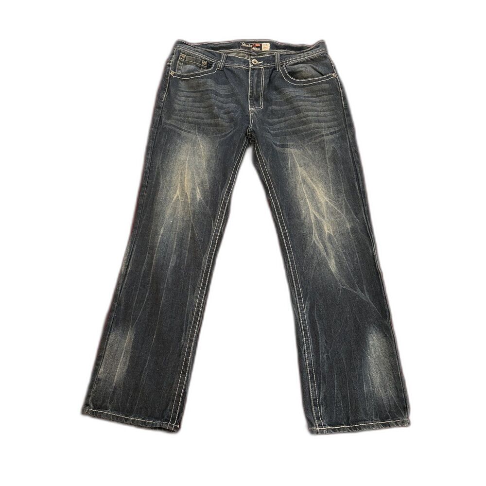 Bleecker & Mercer Jeans Sport Moto Blue Denim Mens 38x32